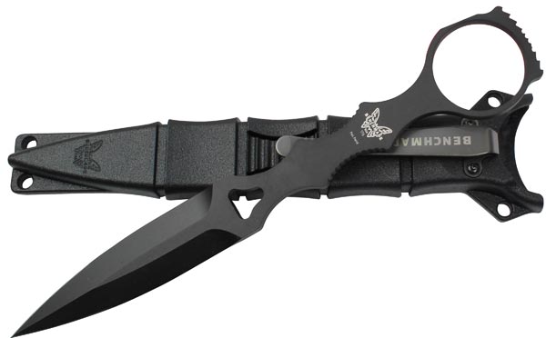 BENCHMADE 蝴蝶 BM176BK-COMBO SCOP Dagger 黑色战刃（黑色刀鞘）