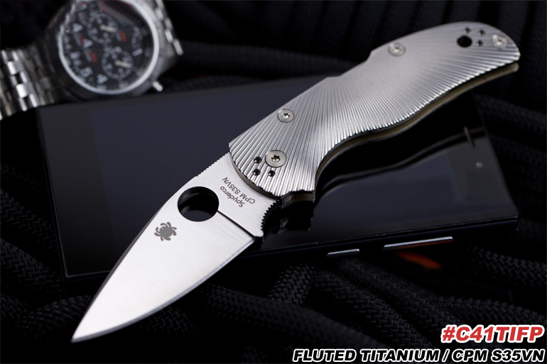 Spyderco 蜘蛛 C41TIFP “NATIVE5 TITANIUM FLUTED” 蜘蛛第五代“本土”折刀 钛金属手柄 长笛纹路特别版 CPM S35VN钢主刀