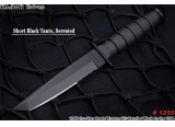 KABAR 卡巴 #1255 " Short Black Tanto, Serrated" 战术版 短款黑武士半齿刃战斗刀 1095高碳钢+黑色涂层+克拉通手柄+皮鞘