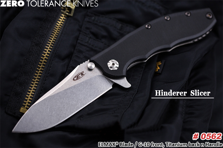 Zero Tolerance ZT零误差 #0562 “Hinderer Slicer” 战术刀大师Hinderer作品“切割者”战术折刀 ELMAX粉末钢+石洗/拉丝双重表面处理 KVT轴承开合系统+鱼鳍快开+钛金属手柄