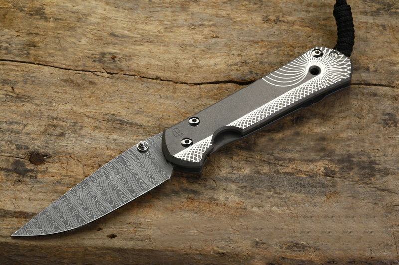 2015年USN刃展藏品 Chris Reeve 克里斯里夫 SS15P Large Sebenza 21 Stainless Ladder 天梯纹大马士革 银质雕刻纹路钛柄大号沙本沙折刀 