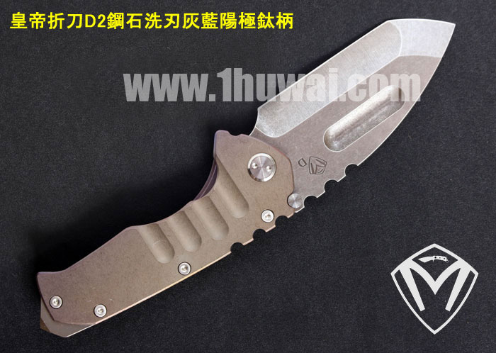 Medford 美国梅德伏德 PRACTOR T-2/WH“皇帝”系列定制阳火蓝极处理钛金属柄手工 D2钢石洗刃TANTO折刀