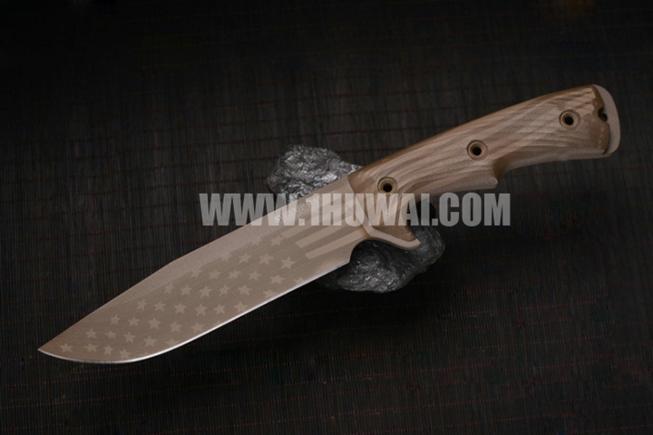 Busse 美国巴斯 Swamp Rat  Rodent 7 “啮齿鼠” SR-101钢沙色星条旗涂层7寸G10手柄全龙骨格斗刀