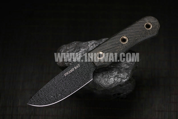 Busse 美国巴斯 Swamp Rat “沼泽鼠”SR-101钢水滴头黑色米卡塔刀柄小猎刀