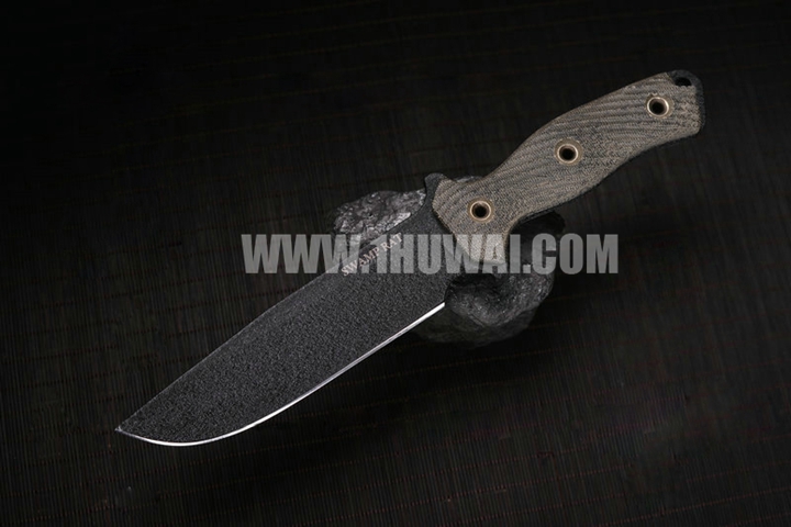 Busse 美国巴斯 Swamp Rat“沼泽鼠” SR-101钢黑色涂层灰色米卡塔手柄双护手全龙骨格斗刀