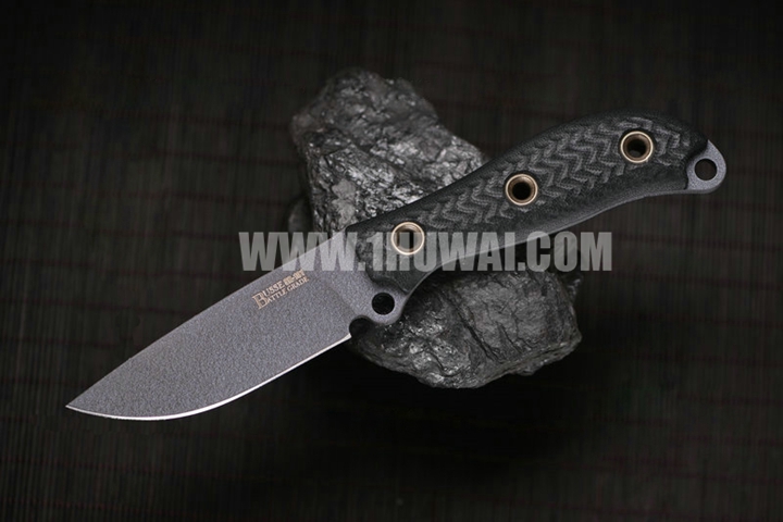 Busse 美国巴斯 Swamp Rat “沼泽鼠” SR-101钢水滴头黑色涂层黑色G10手柄小猎刀