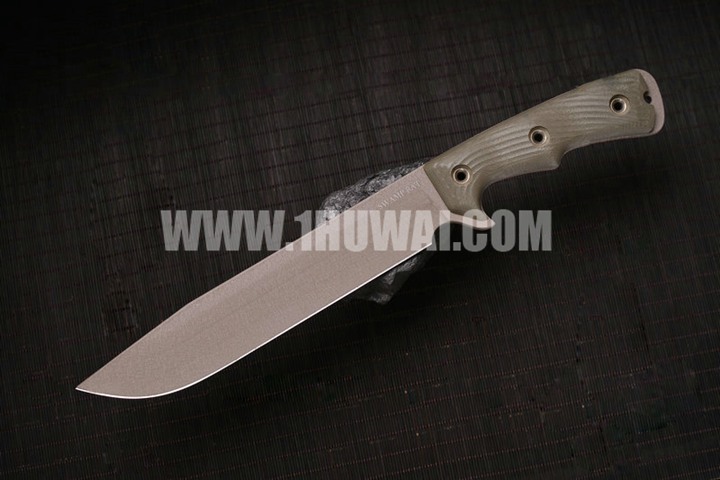 Busse 美国巴斯 Swamp Rat Rodent 9 “啮齿鼠” SR-101钢沙色涂层9寸绿色 米卡塔手柄全龙骨格斗刀