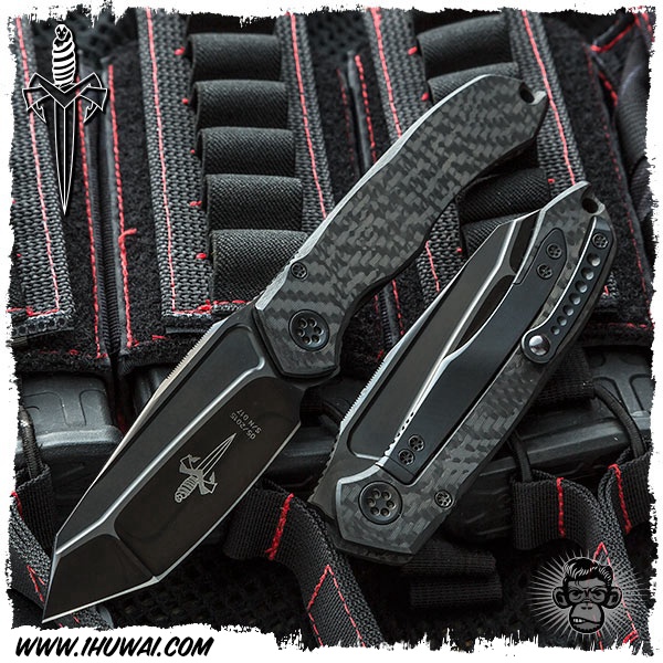 美国微技术/Microtech Custom: Anax Integral Tanto - Carbon Fiber/DLC w/Tritium 手工定制Elmax钢 DLC涂层 碳纤维柄Anax T头大剑标战术折刀 附送钢卡