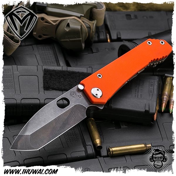 美国梅德伏德/Medford Knives: 187 (DPT) Drop Point Tanto - Orange/Vulcan  “火神”D2钢红色色G10+钛柄手工几何头战术折刀