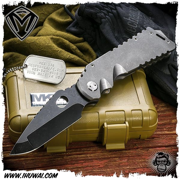 美国梅德伏德/Medford Knives: Arktika - Tumbled/Tumbled Black PVD w/Titanium Hardware (S35VN)“破冰者”S35VN钢黑色涂层钛柄军风纯手工战术折刀