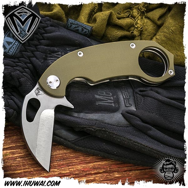 美国梅德伏德/Medford Knives: TFK-1 - OD Green/Tumbled “karambit” D2钢本色军绿色G10+钛柄战术爪刀