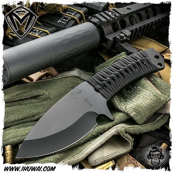 美国梅德伏德/Medford Knives: TSP (Tactical Spear Tip) - Black PVD “战术矛头”D2钢PVD涂层伞兵绳柄手工战术刀