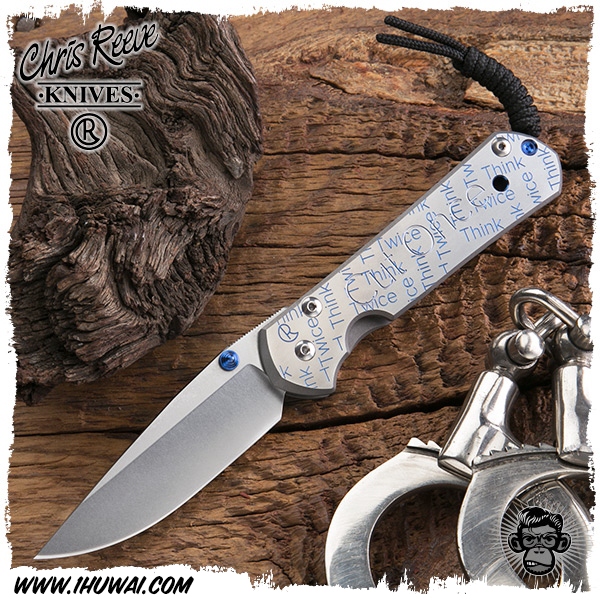 美国克里斯里夫/Chris Reeve Knives: Sebenza 21 Large Graphic - Cut Once 沙本沙大号纯钛柄雕花柄“三思而后行”CPM S35VN钢全刃水滴头经典折刀