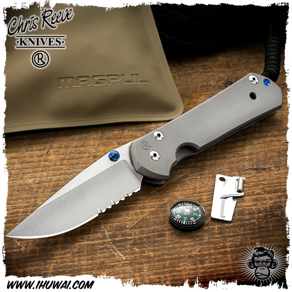 美国克里斯里夫/Chris Reeve Knives: Sebenza 21 Large w/Serrations 沙本沙大号素面纯钛柄CPM S35VN钢半齿刃水滴头经典折刀