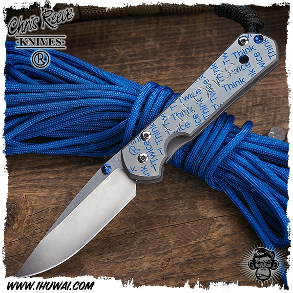 美国克里斯里夫/Chris Reeve Knives: Sebenza 21 Small Graphic - Cut Once 沙本沙21小号纯钛雕花柄“三思而后行”S35VN钢水滴头经典折刀