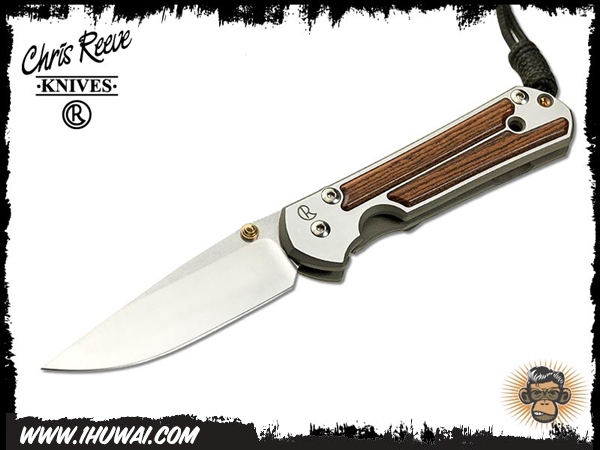 美国克里斯里夫/Chris Reeve Knives: Sebenza 21 Small Inlay - Bocote 沙本沙21小号纯钛柄镶嵌墨西哥黄金檀木贴片S35VN钢水滴头经典折刀