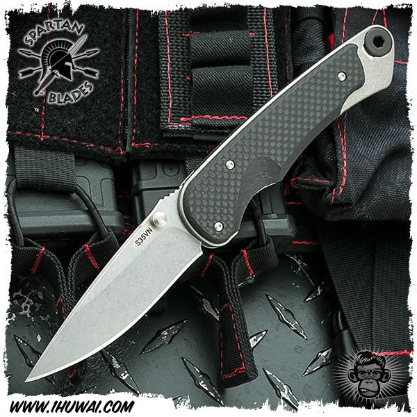 美国斯巴达/Spartan Blades Folder Akribis Stonewashed - Carbon Fiber “雅克贝斯”CPM S35VN钢表面石洗处理碳纤维柄高端战术折刀