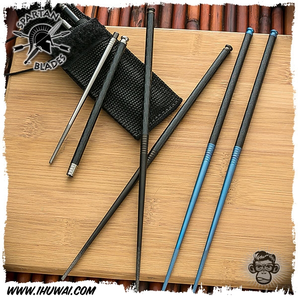 美国斯巴达/Spartan Blades Titanium and Carbon Fiber Chopsticks 彩色烧钛+碳纤维组合战术筷子 