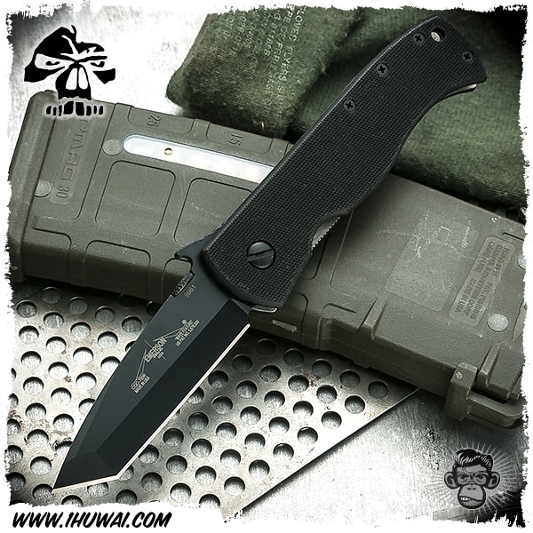 美国爱默生/Emerson Knives  “CQC-7BW” 154CM钢表面黑色涂层处理G10柄几何头战术折刀