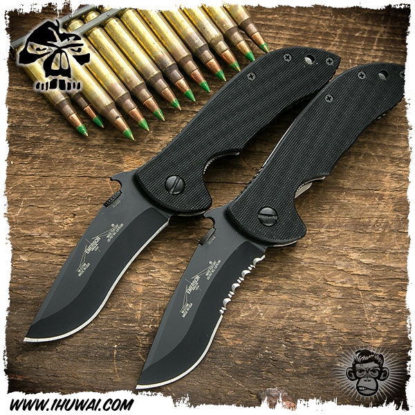 美国爱默生/Emerson Knives Mini Commander - “迷你指挥官”154CM钢表面黑色涂层处理黑色G10柄战术折刀