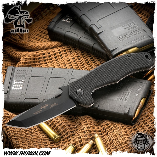 美国爱默生/Emerson Knives Mini Roadhouse - Black “迷你客栈”154CM钢表面黑色涂层处理G10柄几何头战术折刀