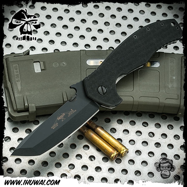 美国爱默生/Emerson Knives Roadhouse - Black “客栈”154CM钢表面黑色涂层处理G10柄几何头战术折刀