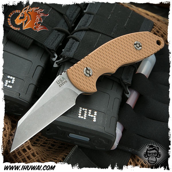 美国辛德勒/Hinderer Knives: FXM Fixed Blade Wharncliffe-CPM S35VN钢狼棕色G10柄战术刀