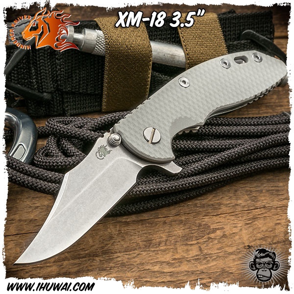 美国辛德勒/Hinderer Knives:Bowie -XM-18 CPM S35VN钢浅灰色G10/钛柄博伊头高端折刀