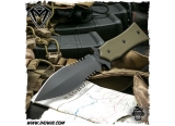 美国梅德伏德/Medford Knives: BOA P - PVD “蟒蛇P”D2钢黑色PVD涂层背齿双刃军绿色G10柄手工战术刀