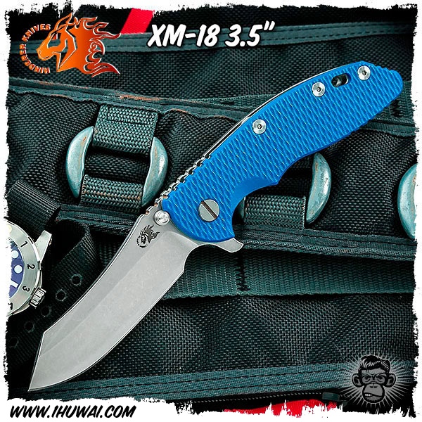 美国辛德勒/Hinderer Knives: XM-18 3.5 inch Skinner - “斯金纳”CPM S35VN钢蓝色G10/钛柄战术折刀