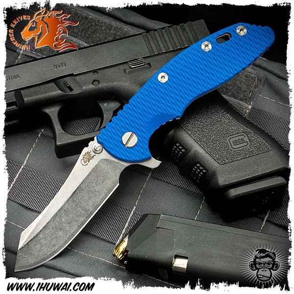 美国辛德勒/Hinderer Knives: XM-18 3.5 inch Skinner-“斯金纳”CPM S35VN钢表面石洗处理蓝色G10/钛柄战术折刀