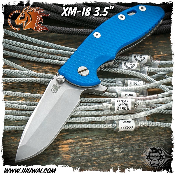 美国辛德勒/Hinderer Knives: XM-18 3.5 inch -CPM S35VN钢蓝色G10/钛柄Spanto刀头战术折刀