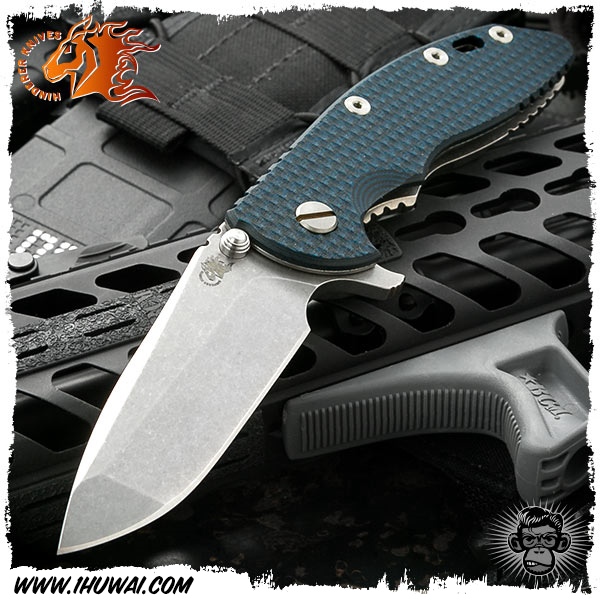 美国辛德勒/Hinderer Knives: XM-18 3.5 inch- CPM S35VN钢黑蓝色G10/钛柄Spanto刀头战术折刀