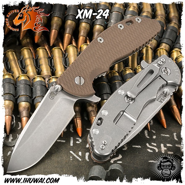 美国辛德勒/Hinderer Knives: XM-24 Spearpoint -CPM S35VN钢泥色G10/钛柄矛头战术折刀