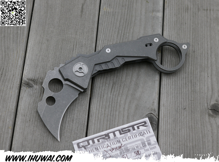 美国军需官/Quartermaster B.A. Baracas QTR-2Z Karambit CPM-154不锈钢表面石洗处理全钛柄战术爪 全球限量300支