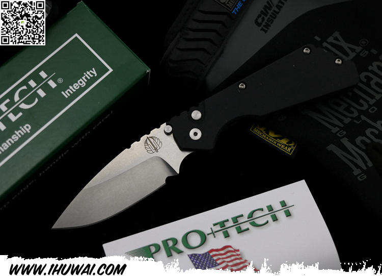 美国挺进者与超技术合作款2017年Shot Show新品 Strider + Protech PT Automatic Knife Black 2301SW 154CM不锈钢黑色铝柄迷你侧跳