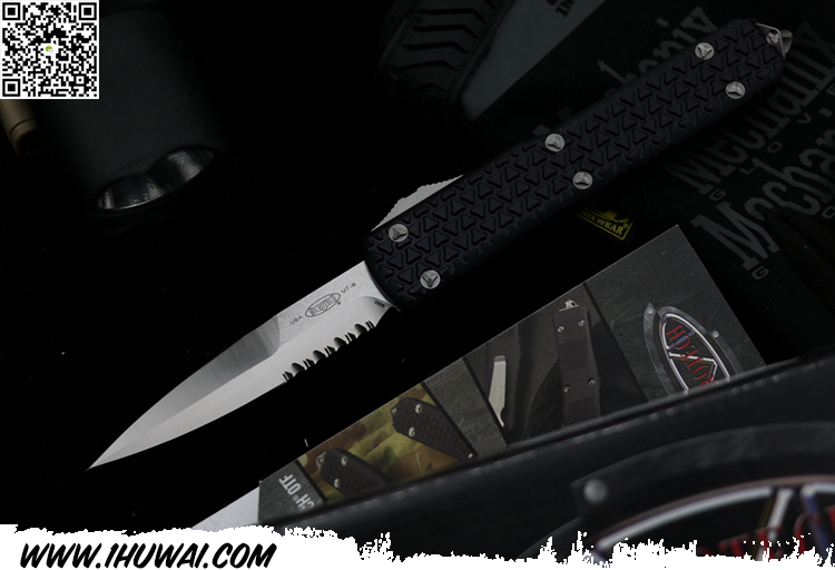 美国微技术Microtech Ultratech D/A OTF Tri-Grip Bayonet 120-11AP M390钢半齿刃直跳