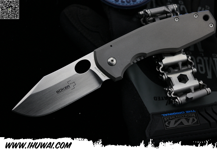 德国博克Boker Plus Vox F3 Frame Lock Knife Titanium 01BO334 CPM-S35VN不锈钢拉丝处理全钛柄EDC折刀