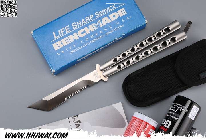 美国蝴蝶Benchmade #BM44S BaliSong Butterfly “蝴蝶颂歌”经典甩刀 D2钢+钢本色拉丝处理 不锈钢手柄甩刀