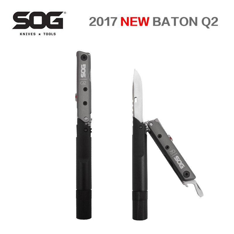 美国索格SOG BATON系列#Q2多功能折叠小刀强光手电战术笔EDC工具