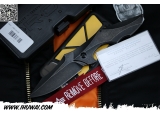 美国布洛斯 Brous Blades #Snody Ante Up Flipper D2钢表面黑色石洗处理+黑色钛柄快开折刀 全球限量250支独立编号