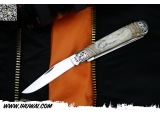 美国Case Knives, Dan Farrell #Trapper “猎人”猛犸柄雕刻裸女镍银雕花精美手工EDC小折刀 无锁定