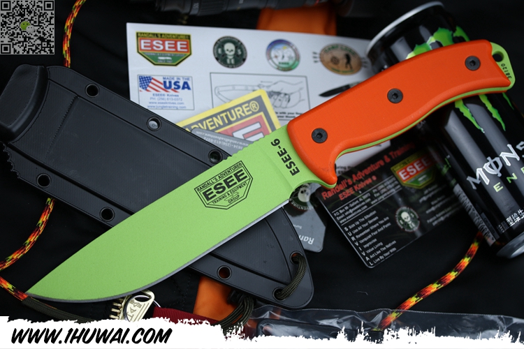 ESEE 美国ESEE丛林刀  ESEE-6P-VG Venom Green 绿色毒液 6寸1095钢 野外生存直刀