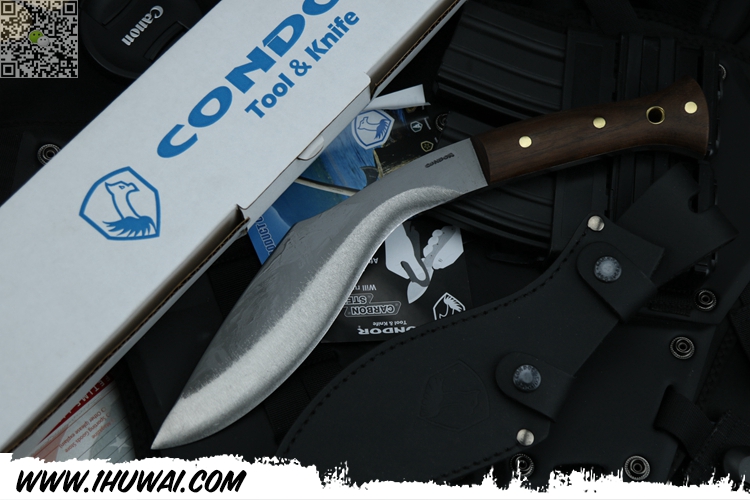 美国秃鹰 Condor Knife&Tool #Heavy Duty Kukri  1075高碳钢一体龙骨布朗硬木柄尼泊尔狗腿弯刀 附带精美皮鞘