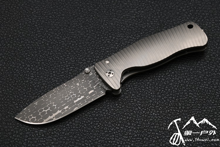 LionSteel（意大利）钢狮 #SR2 DL 蜥蜴纹手工大马士革钢+一体钛柄快开折刀