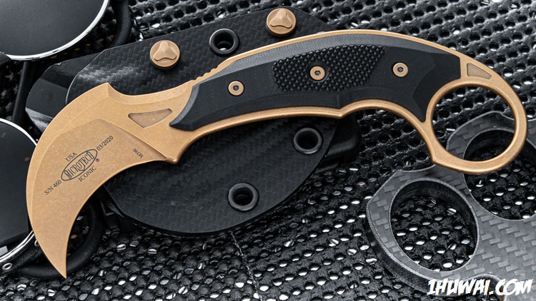 MT（微技术）&（巴斯蒂内利）Bastinelli 合作 PVK定制24K镀金 #118-10R Iconic Karambit 全球限量2支