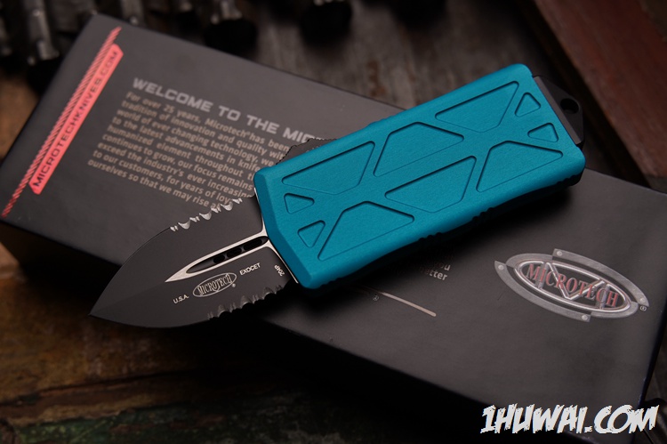 Microtech 微技术  Exocet “飞鱼” Turquoise Money  Clip  CTS204P粉末钢齿刃 钱夹式直跳