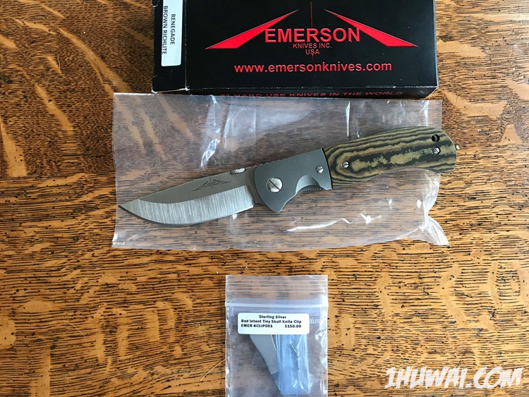 Emerson Custom 爱默生手工 Renegade  “自由侠” 钢火纯银背夹