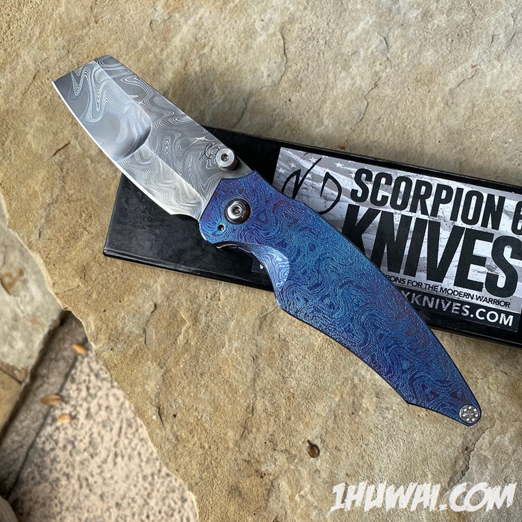 Scorpion 6 Knives 蝎子6定制 Overfall  “突袭” 尼科尔斯大马士革 Flipper  钛马柄