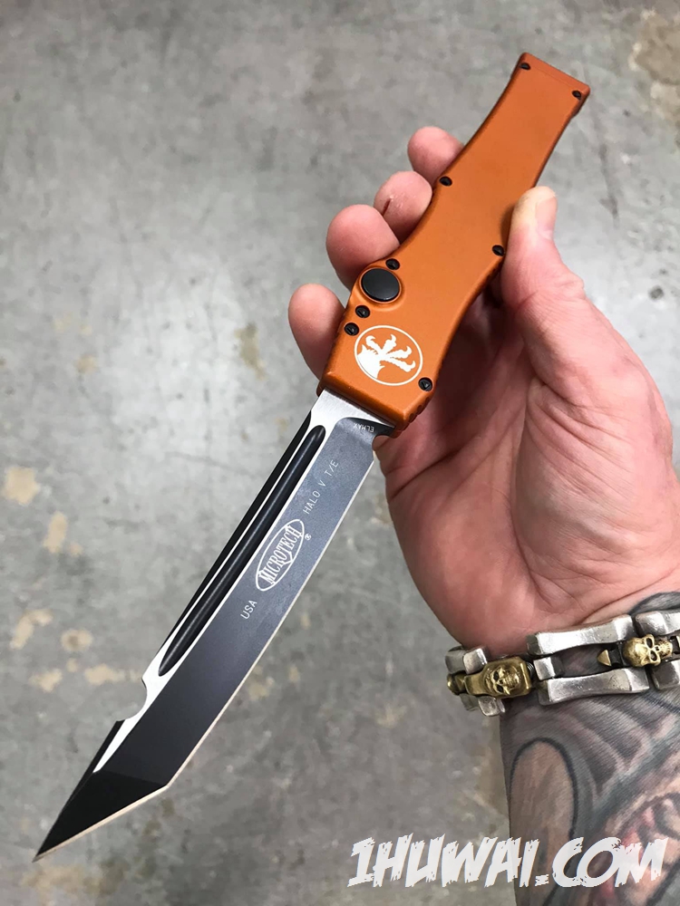 Microtech 微技术 HALO V  Elmax钢 DLC Tanto 橙色铝柄